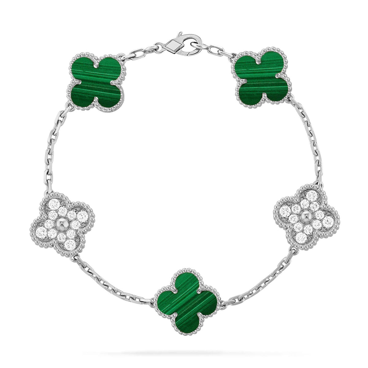 [Glimmer] CLOVER 5 MOTIF MALACHITE BRACELET COLLECTION