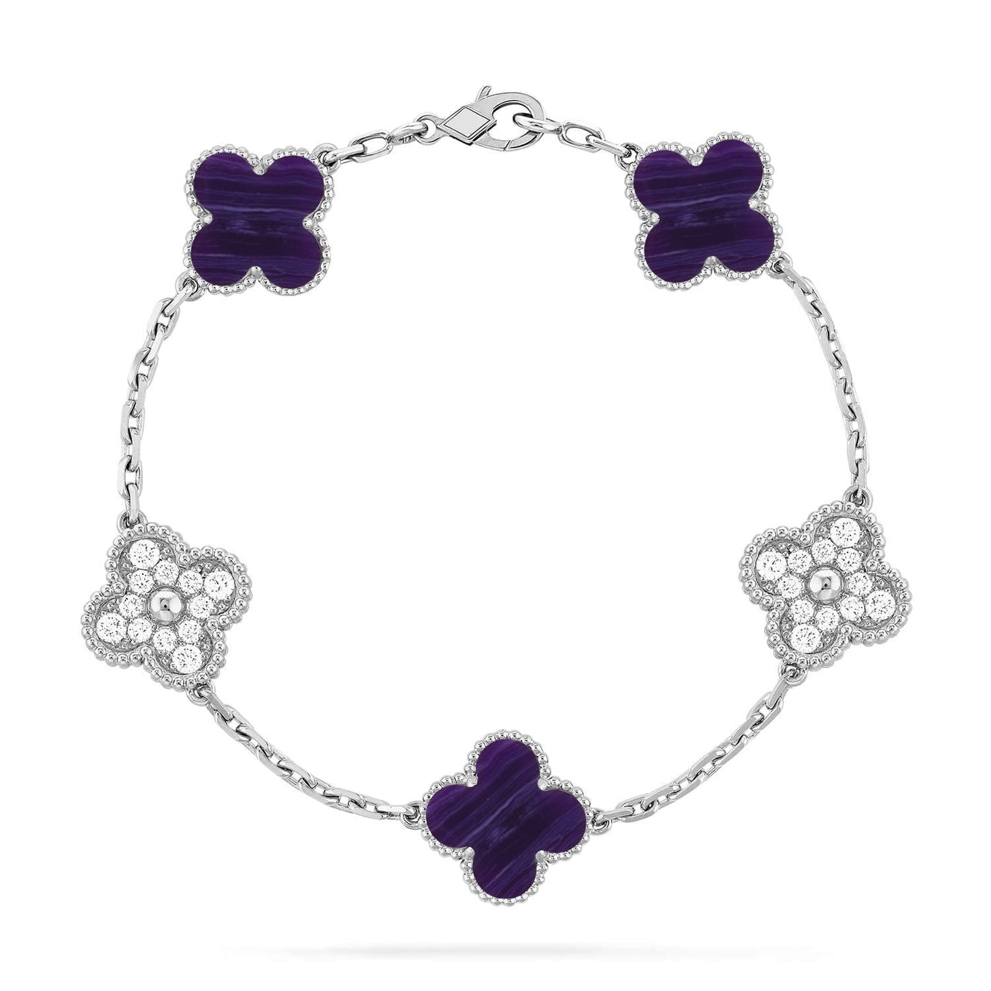 [Glimmer]CLOVER 5 MOTIF PURPLE STRIPES BRACELET COLLECTION