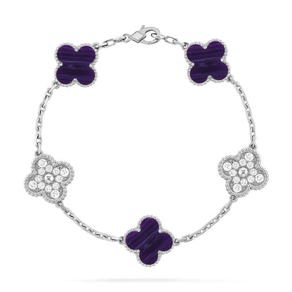 [Glimmer]CLOVER 5 MOTIF PURPLE STRIPES BRACELET COLLECTION