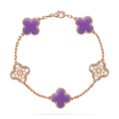 [Glimmer]CLOVER 5 MOTIF LIGHT PURPLE BRACELET COLLECTION