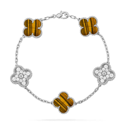 [Glimmer] CLOVER 5 MOTIFS TIGER EYE BRACELET COLLECTION