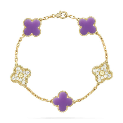 [Glimmer]CLOVER 5 MOTIF LIGHT PURPLE BRACELET COLLECTION