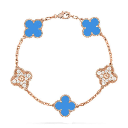 [Glimmer] CLOVER 5 MOTIF BLUE AGATE BRACELET COLLECTION