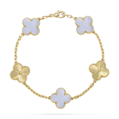 [Glimmer] CLOVER 5 MOTIF PURPLE CHALCEDONY BRACELET COLLECTION
