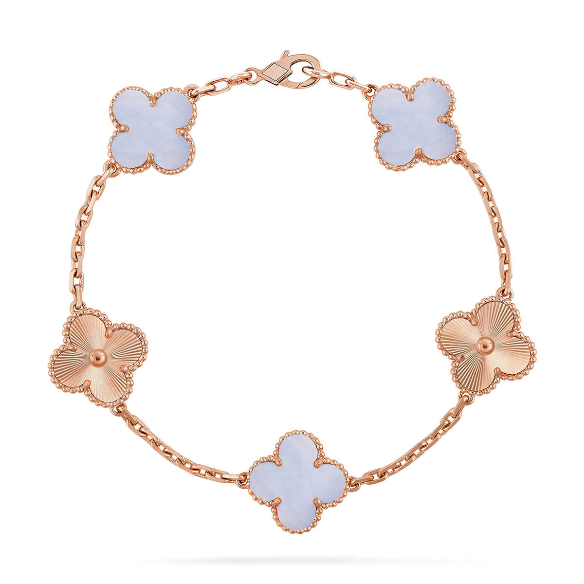 [Glimmer] CLOVER 5 MOTIF PURPLE CHALCEDONY BRACELET COLLECTION