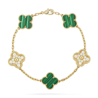 [Glimmer] CLOVER 5 MOTIF MALACHITE BRACELET COLLECTION
