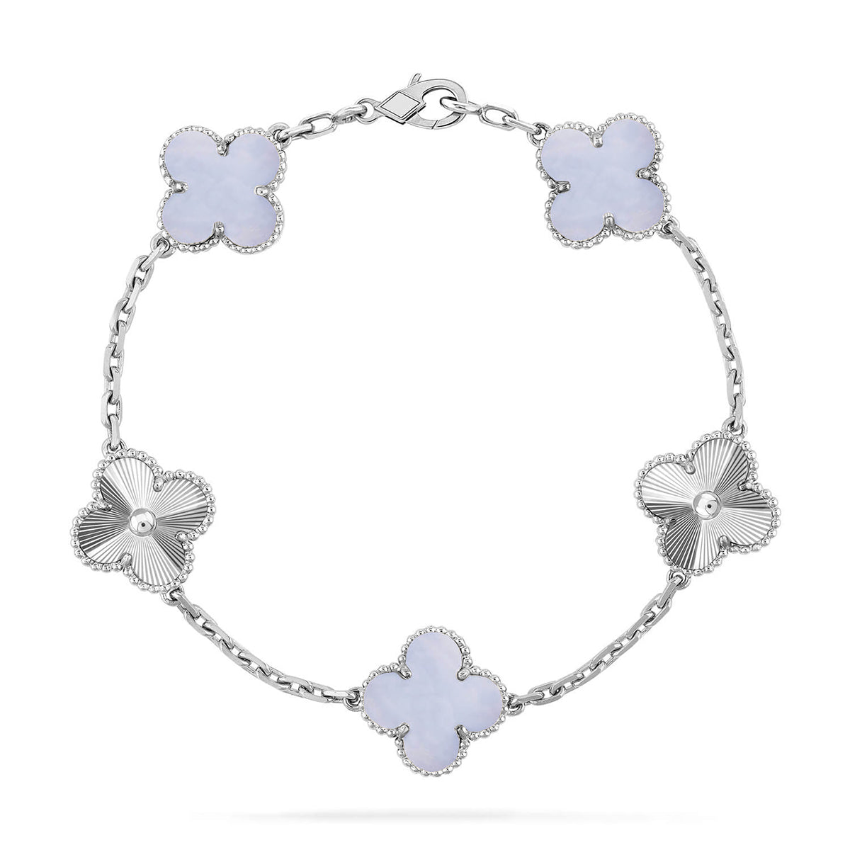 [Glimmer] CLOVER 5 MOTIF PURPLE CHALCEDONY BRACELET COLLECTION