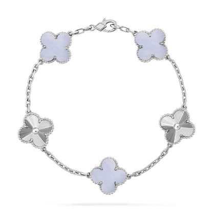 [Glimmer] CLOVER 5 MOTIF PURPLE CHALCEDONY BRACELET COLLECTION