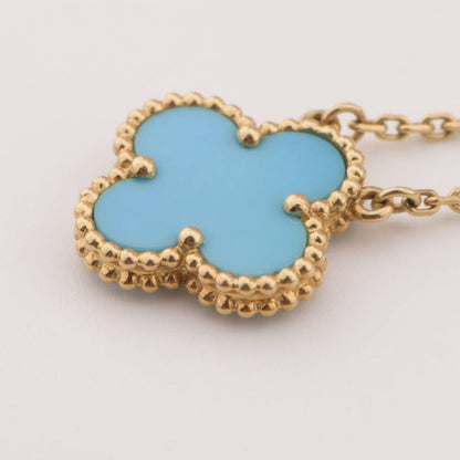 [Glimmer]CLOVER 15MM VINTAGE TURQUOISE NECKLACE