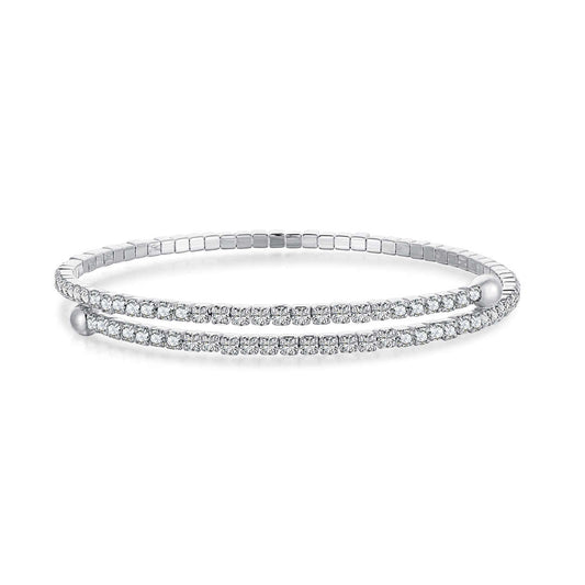 [Glimmer Jewelry]Row of Diamonds Round Fashion Bracelet