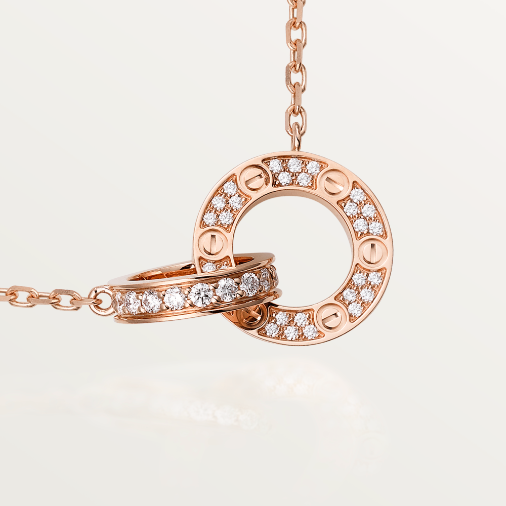 [Glimmer]LOVE 7.6MM NECKLACE Glimmer GOLD AND SILVER  FULL DIAMOND