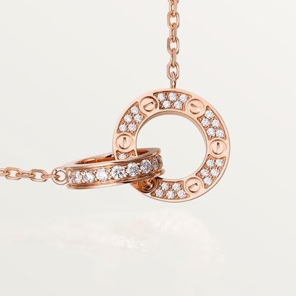 [Glimmer]LOVE 7.6MM NECKLACE Glimmer GOLD AND SILVER  FULL DIAMOND
