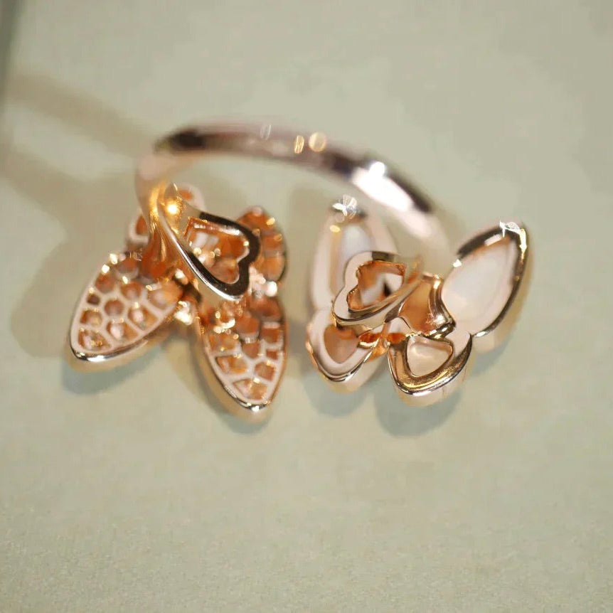 [Glimmer]TWIN BUTTERFLY DIAMOND MOP RING