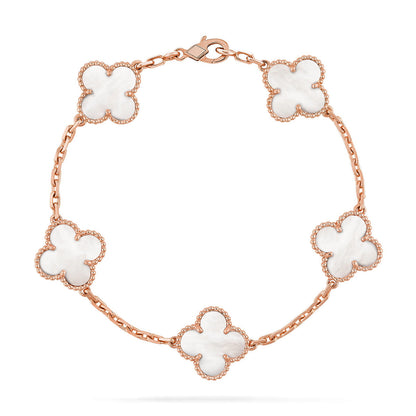 [Glimmer]CLOVER WHITE PEARL MOP 5 MOTIF BRACELET COLLECTION