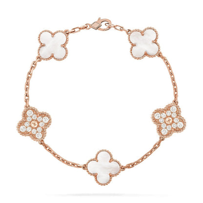 [Glimmer]CLOVER WHITE PEARL MOP 5 MOTIF BRACELET COLLECTION