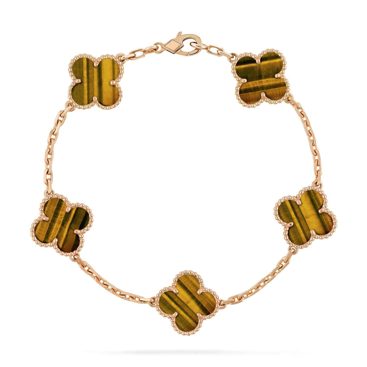 [Glimmer] CLOVER 5 MOTIFS TIGER EYE BRACELET COLLECTION
