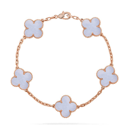 [Glimmer] CLOVER 5 MOTIF PURPLE CHALCEDONY BRACELET COLLECTION