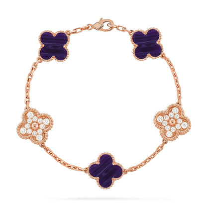 [Glimmer]CLOVER 5 MOTIF PURPLE STRIPES BRACELET COLLECTION