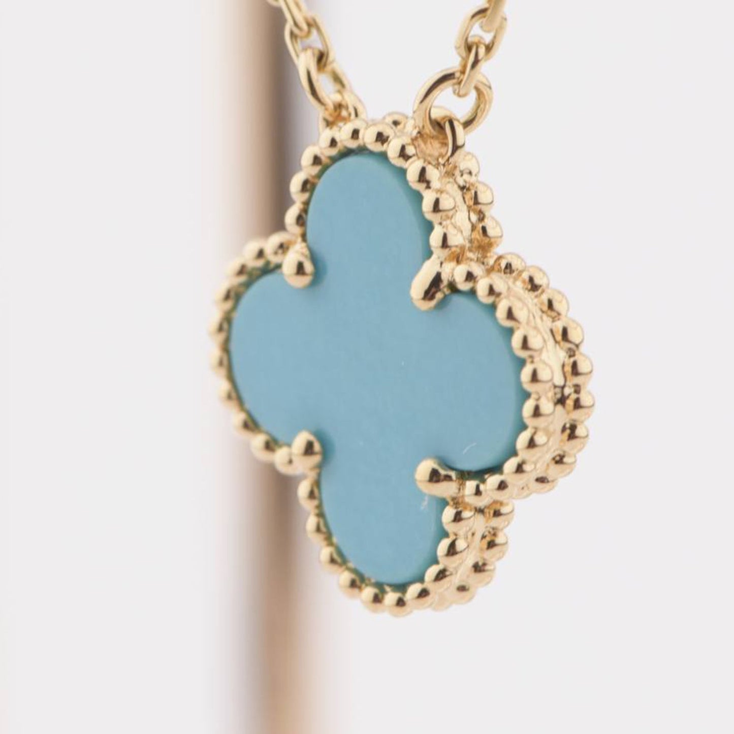 [Glimmer]CLOVER 15MM VINTAGE TURQUOISE NECKLACE