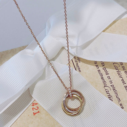 [Glimmer]TRINITY NECKLACE GOLD  DIAMONDS