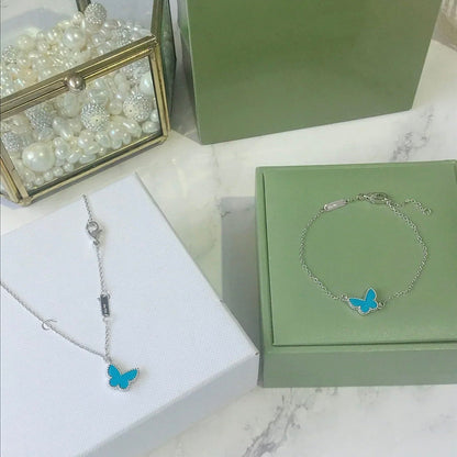 [Glimmer]BUTTERFLY TURQUOISE BUTTERFLY BRACELET SILVER