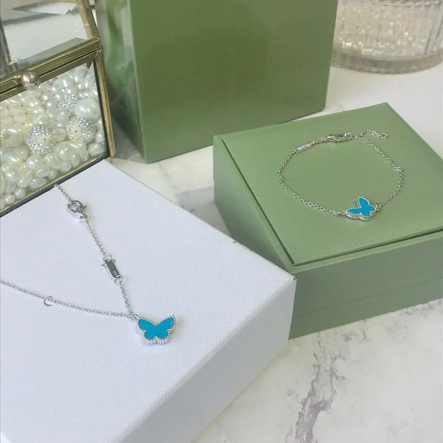 [Glimmer]BUTTERFLY TURQUOISE BUTTERFLY BRACELET SILVER