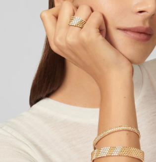 [Glimmer]Five-row diamond ring