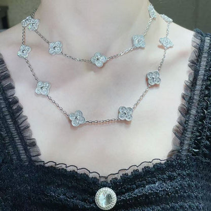 [Glimmer]CLOVER 20 MOTIFS FULL-DIAMOND NECKLACE