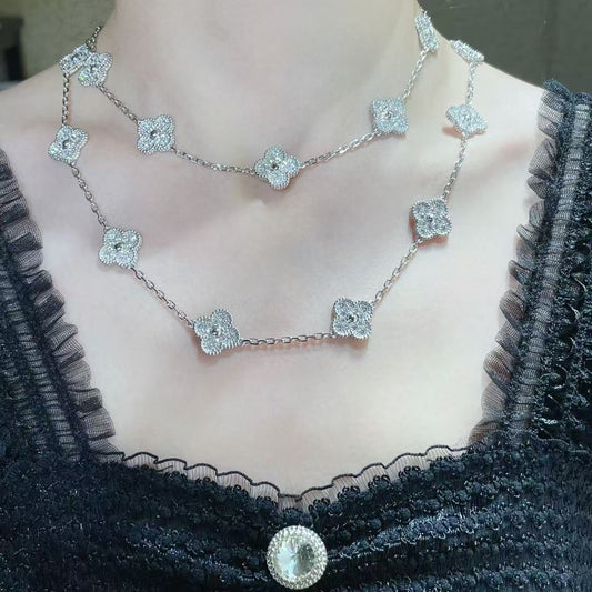 [Glimmer]CLOVER 20 MOTIFS FULL-DIAMOND NECKLACE