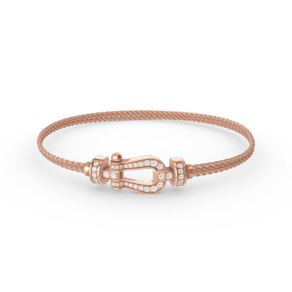 [Glimmer]FORCE SMALL HORSESHOE  DIAMOND CHAIN ROPE BRACELET