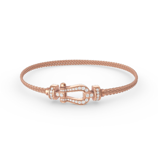 [Glimmer]FORCE SMALL HORSESHOE  DIAMOND CHAIN ROPE BRACELET