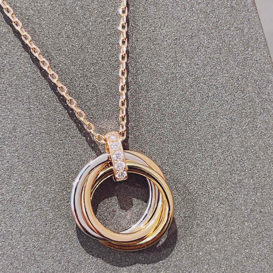[Glimmer]TRINITY NECKLACE GOLD  DIAMONDS