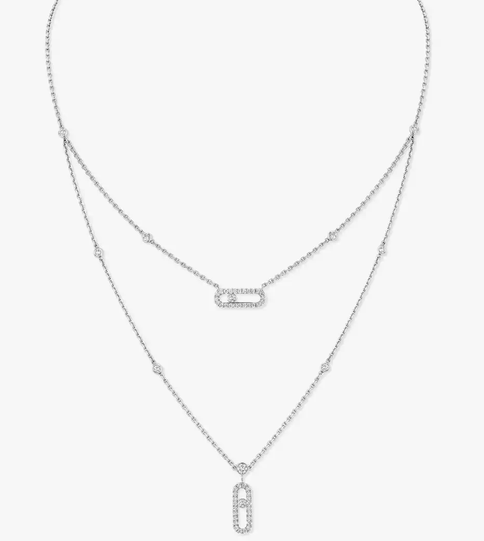 [Glimmer]MS Double-Circle Full-Diamond Necklace