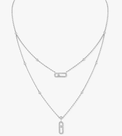 [Glimmer]MS Double-Circle Full-Diamond Necklace