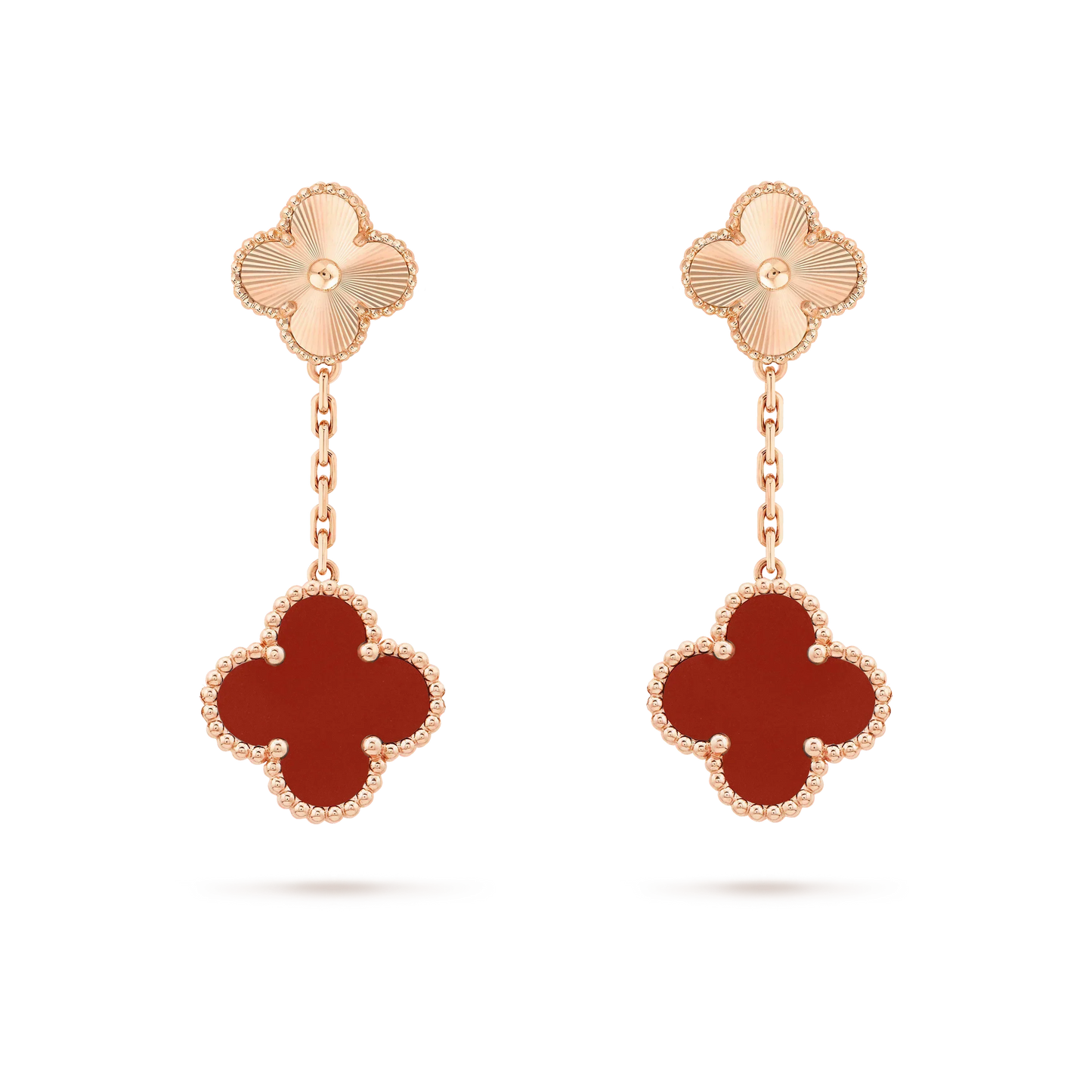 [Glimmer]CLOVER 2 MOTIF  LASER CARNELIAN EARRINGS