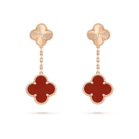 [Glimmer]CLOVER 2 MOTIF  LASER CARNELIAN EARRINGS