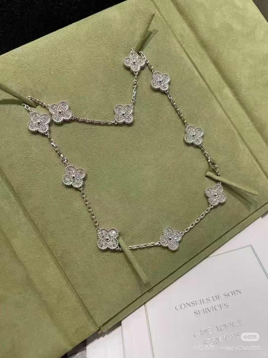 [Glimmer Jewelry]CLOVER 10 MOTIFS  FULL DIAMOND NECKLACE