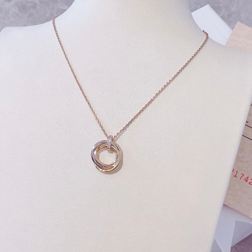 [Glimmer]TRINITY NECKLACE GOLD  DIAMONDS