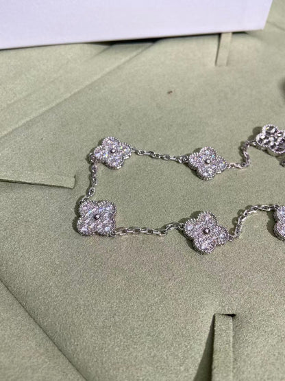 [Glimmer Jewelry]CLOVER 10 MOTIFS  FULL DIAMOND NECKLACE