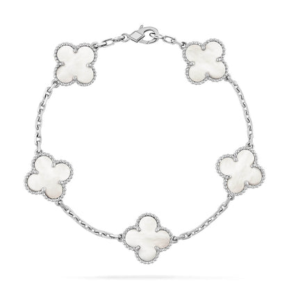 [Glimmer]CLOVER WHITE PEARL MOP 5 MOTIF BRACELET COLLECTION