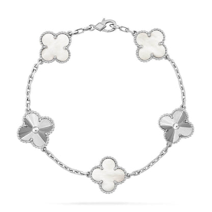 [Glimmer]CLOVER WHITE PEARL MOP 5 MOTIF BRACELET COLLECTION