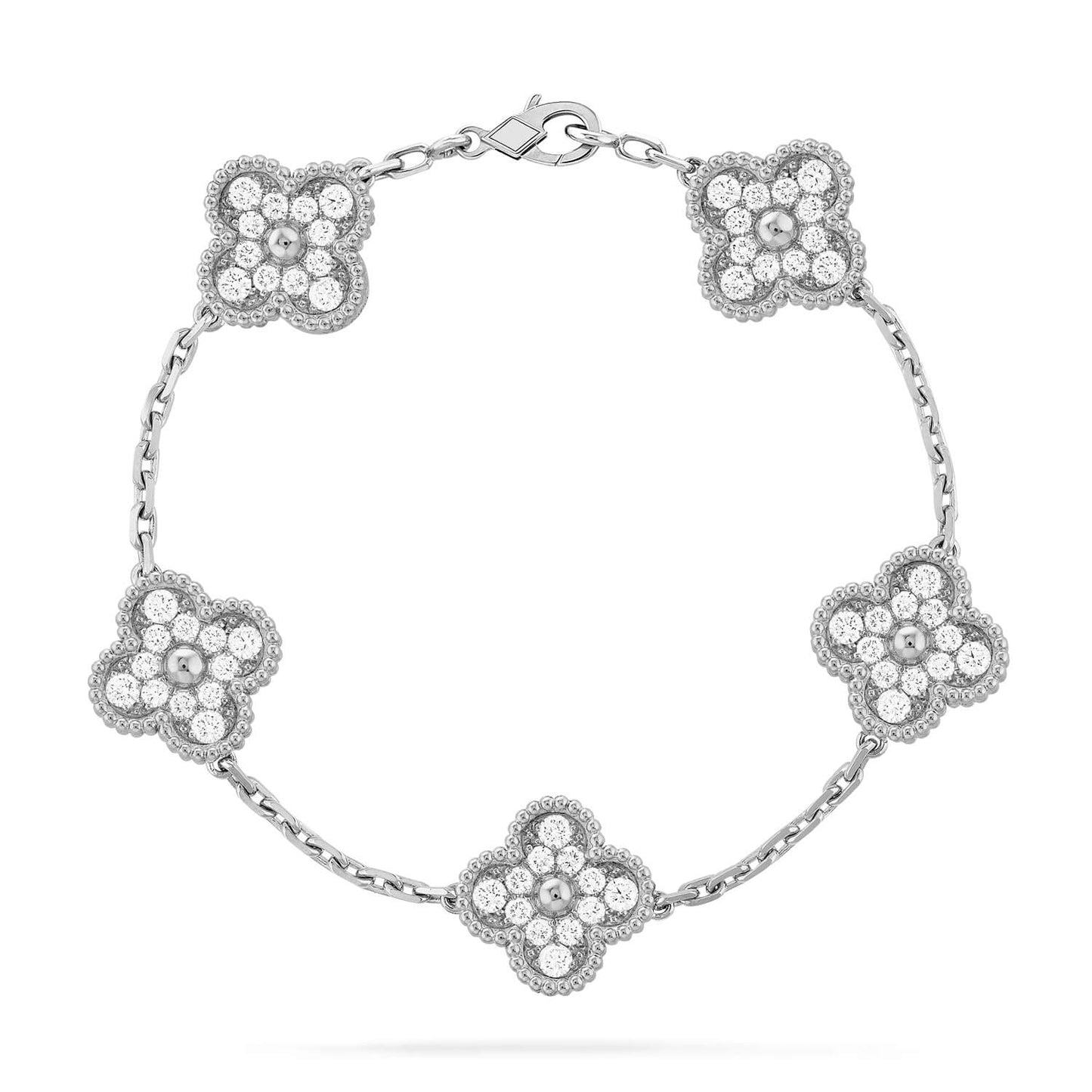 [Glimmer] CLOVER 5 MOTIF FULL DIAMOND BRACELET COLLECTION