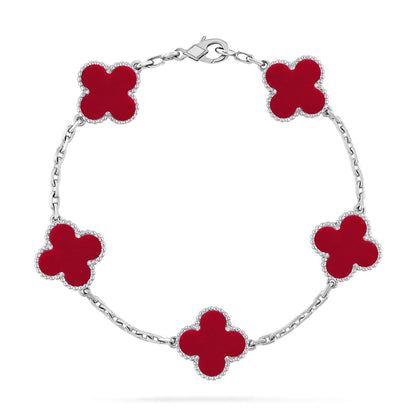 [Glimmer] CLOVER 5 MOTIF RED CORNELIAN BRACELET COLLECTION
