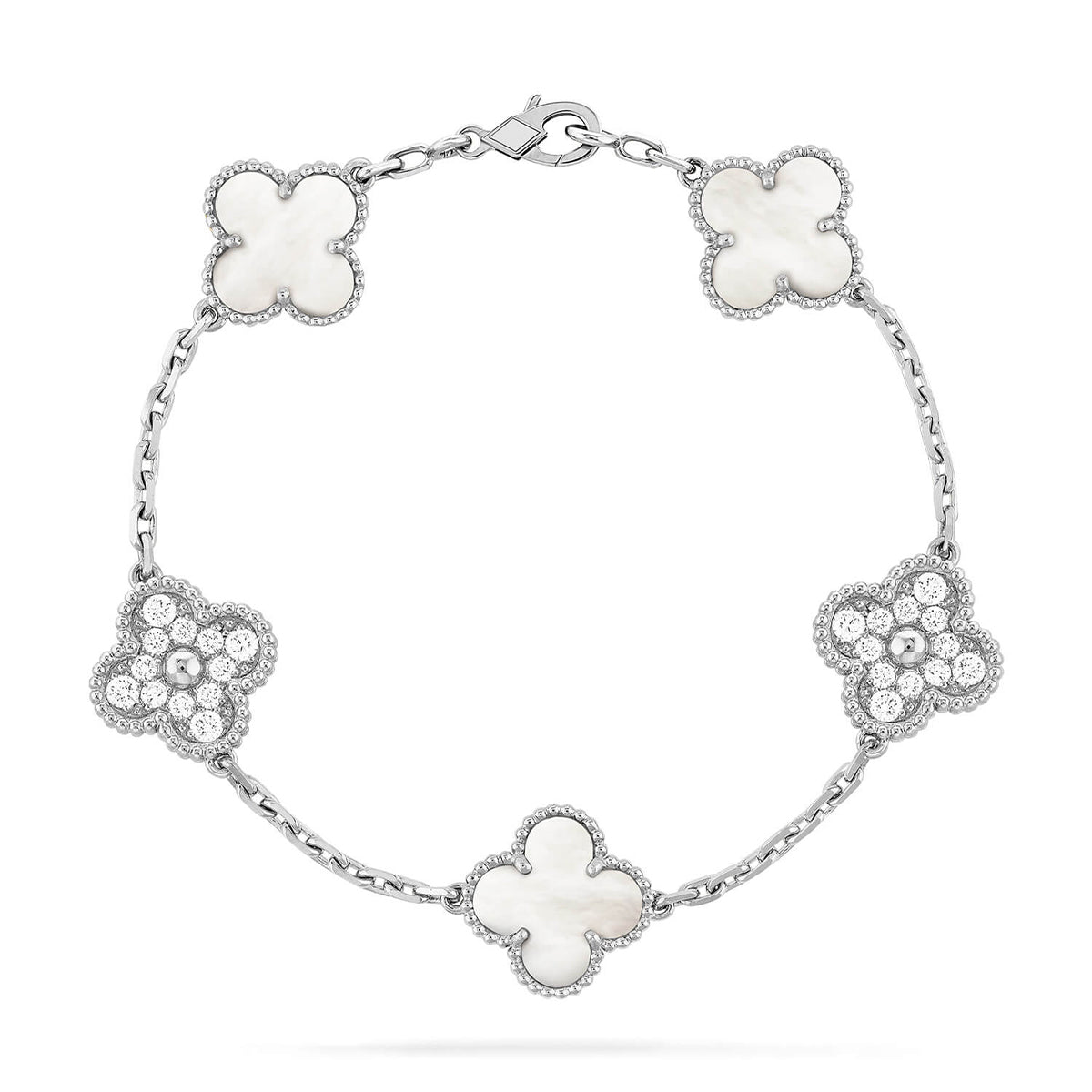 [Glimmer]CLOVER WHITE PEARL MOP 5 MOTIF BRACELET COLLECTION