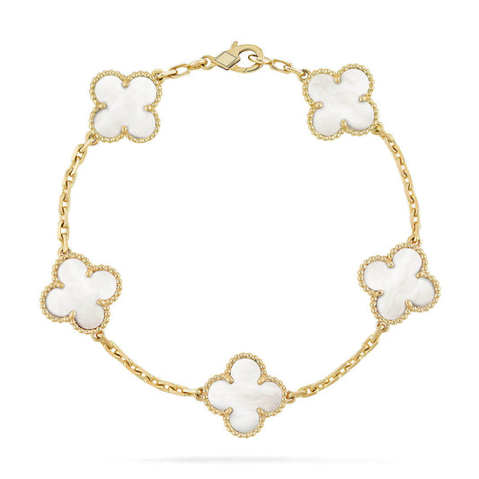 [Glimmer]CLOVER WHITE PEARL MOP 5 MOTIF BRACELET COLLECTION
