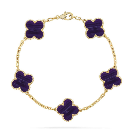 [Glimmer]CLOVER 5 MOTIF PURPLE STRIPES BRACELET COLLECTION