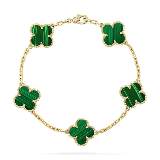 [Glimmer] CLOVER 5 MOTIF MALACHITE BRACELET COLLECTION