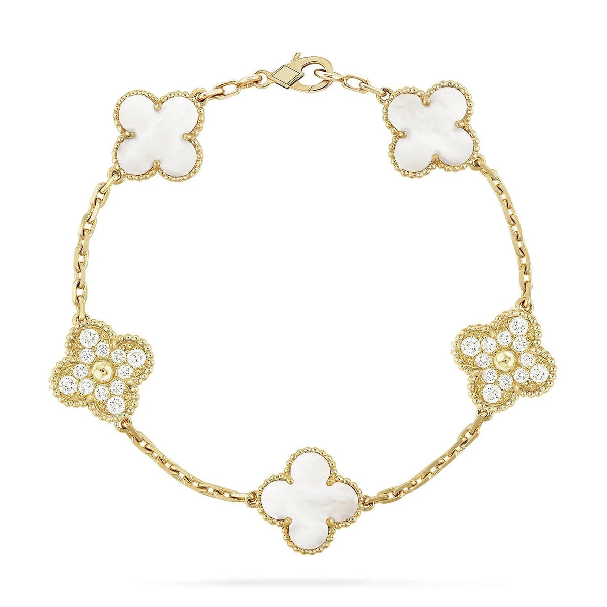 [Glimmer]CLOVER WHITE PEARL MOP 5 MOTIF BRACELET COLLECTION