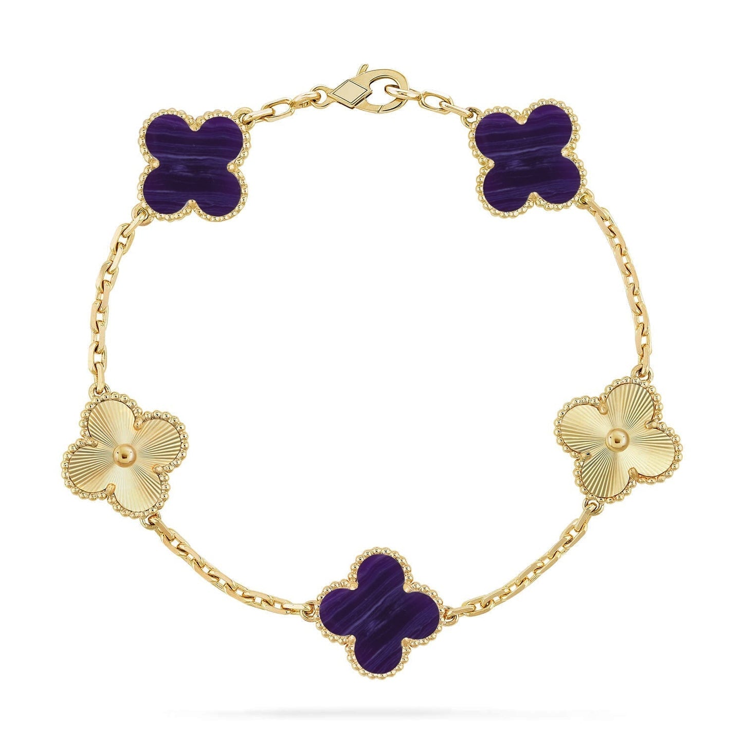 [Glimmer]CLOVER 5 MOTIF PURPLE STRIPES BRACELET COLLECTION