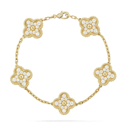 [Glimmer] CLOVER 5 MOTIF FULL DIAMOND BRACELET COLLECTION
